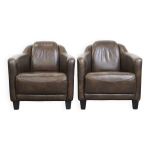2 fauteuils club en cuir de vachette 2 fauteuils club en cuir de vachette