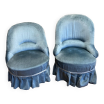 2 fauteuils crapaud en velours bleu 2 fauteuils crapaud en velours bleu