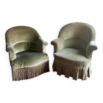 2 fauteuils crapaud verts, annes 50