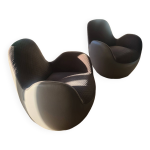 2 fauteuils cuir et alcantara roche bobois 2 fauteuils cuir et alcantara roche bobois