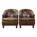 2 fauteuils en cuir de vachette 2 fauteuils en cuir de vachette