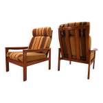 2 fauteuils komfort en teck par arne wahl iversen, 1960