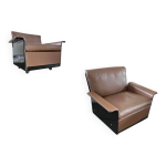 2 fauteuils lounge 620 en cuir marron par dieter rams pour vitsoe / années 1980 2 fauteuils lounge 620 en cuir marron par dieter rams pour vitsoe / années 1980