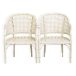 2 fauteuils en rotin et bambou, annes 1970