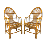 2 fauteuils vintage bambou rotin 1960