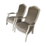 2 fauteuils voltaire refaits par tapissier professionnel