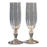 2 flutes a champagne anciennes en cristal