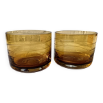 2 grands lumignon verre color ambr vintage france, mikasa souffl bouche