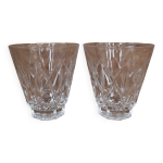 2 grand verres  eau arlequin en verre de cristal de reims 1950