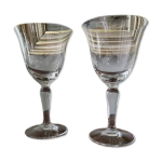 2 grands verres � eau en cristal grav�s villeroy & boch forme tulipe