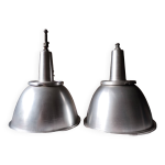 2 grandes lampes suspensions industrielles vintage marque regent suisses
