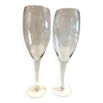 2 photophores sur pied en verre souffl