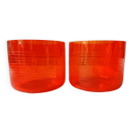 2 photophores vintage mikasa en verre souffl orange, france