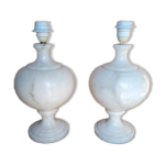 2 pieds de lampe balustre en albâtre, 1970 2 pieds de lampe balustre en albâtre, 1970