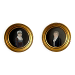 2 portraits, peinture  l'huile avec cadres en bois dor par prosper, 1807