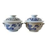 2 pots à crème en faïence fine service japon, creil et montereau xixeme siècle 2 pots à crème en faïence fine service japon, creil et montereau xixeme siècle