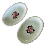 2 raviers ovales en porcelaine � motif floral