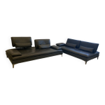 2 salon en cuir noir roche bobois scenario un trois place et une meridienne