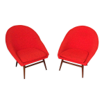 2 siges baquets space age en rouge, annes 1960