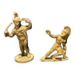 2 statuettes guerriers en bronze