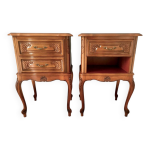 2 tables de chevet style louis xv tiroirs et pieds cabrioles, 1960