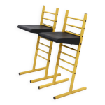 2 tabourets de bar en mtal jaune, italie annes 1980