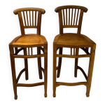 2 tabourets hauts en teck massif
