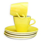 2 tasses et 2 soucoupes en céramique jaune poole pottery 2 tasses et 2 soucoupes en céramique jaune poole pottery