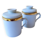 2 tasses - tisanires en porcelaine de limoges blanc et or