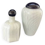 2 vases en verre d art de murano vetriarte sign�s, italie 1988