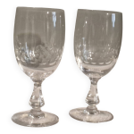 2 verres � vin anciens cristal de baccarat mod�le �cailles ann�es 20 / 30