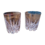 2 verres à whisky en cristal taillé fond étoilé, années 70 2 verres à whisky en cristal taillé fond étoilé, années 70