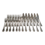 24 couverts  poisson en mtal argent style rocaille marly