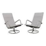 2x fauteuils de salon pivotants vintage en chrome, années 1980 nouveaux coussins 2x fauteuils de salon pivotants vintage en chrome, années 1980 nouveaux coussins