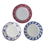3 anciennes assiettes plates en faence de badonviller dpareilles vintage