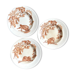 3 assiettes creuses longwy en terre de fer blanche et marron