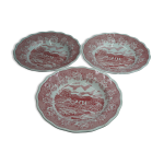 3 assiettes creuses motif rouge english landscape
