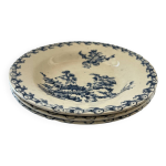 3 assiettes creuses en terre de fer gien, service  chardons