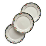 3 assiettes  dessert frise fleurie noire digoin et sarreguemines vintage