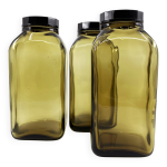3 bouteilles de pharmacie en verre ambr moul bouchons baklite 1950