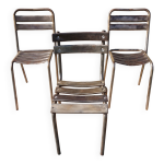 3 chaises en mtal, style tolix
