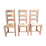 3 chaises paill chne massif