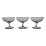 3 coupes à champagne art déco en verre gravé 3 coupes à champagne art déco en verre gravé