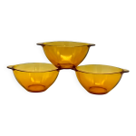 3 grands bols à oreilles verre trempé vert émeraude vereco france 1970 3 grands bols à oreilles verre trempé vert émeraude vereco france 1970