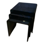 3 tables basses gigognes en verre fum�