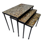 3 tables gigognes cramique et fer battu