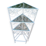 3 tables gigognes en fer forg blanc. verres bisuat.