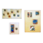 3 tableaux m elhaik (martine, 1962) technique mixte toiles compo abstraites