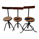 3 tabourets d'atelier industriels, annes 50 - 60