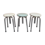 3 tabourets en ska� et m�tal chrom�, 1960 - 70